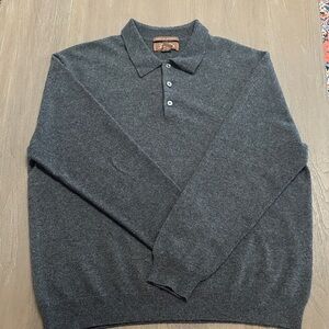 Tasso Elba Charcoal cashmere Polo Sweater size XL